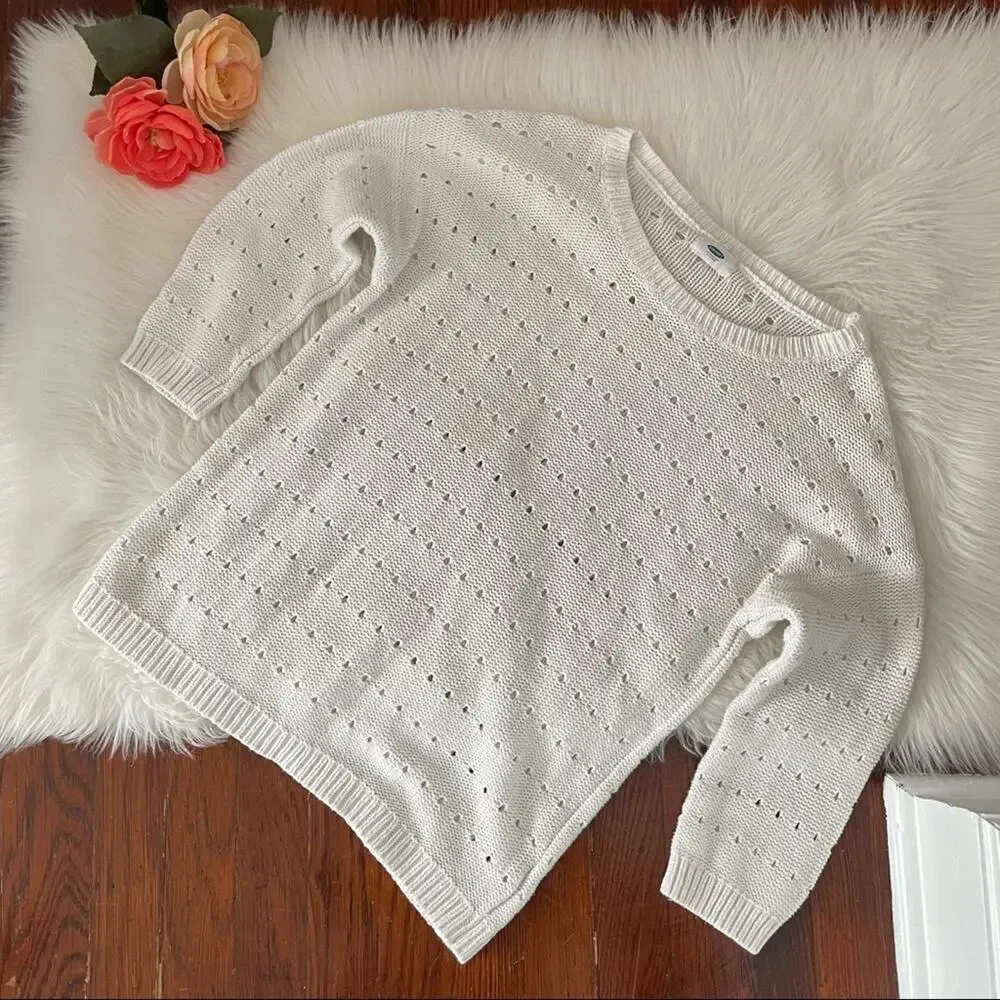 Old Navy White Cream Open Knit Sweater - Picture 1 of 5